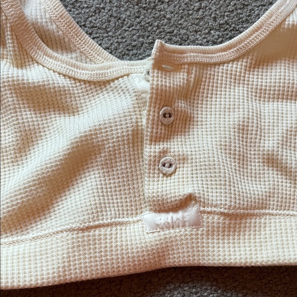 SKIMS Cream Ribbed Button-Front Bralette Top - Picture 4 of 5